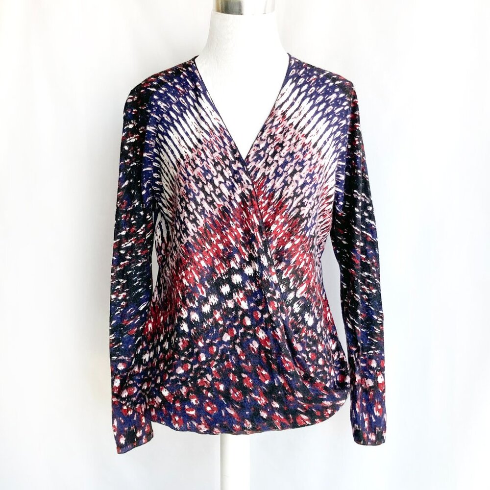 Nic + Zoe Cardigan 4-Way Linen Blend with Abstract Print